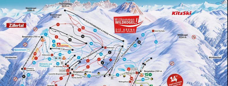 Pistenplan Wildkogel-Arena Neukirchen & Bramberg