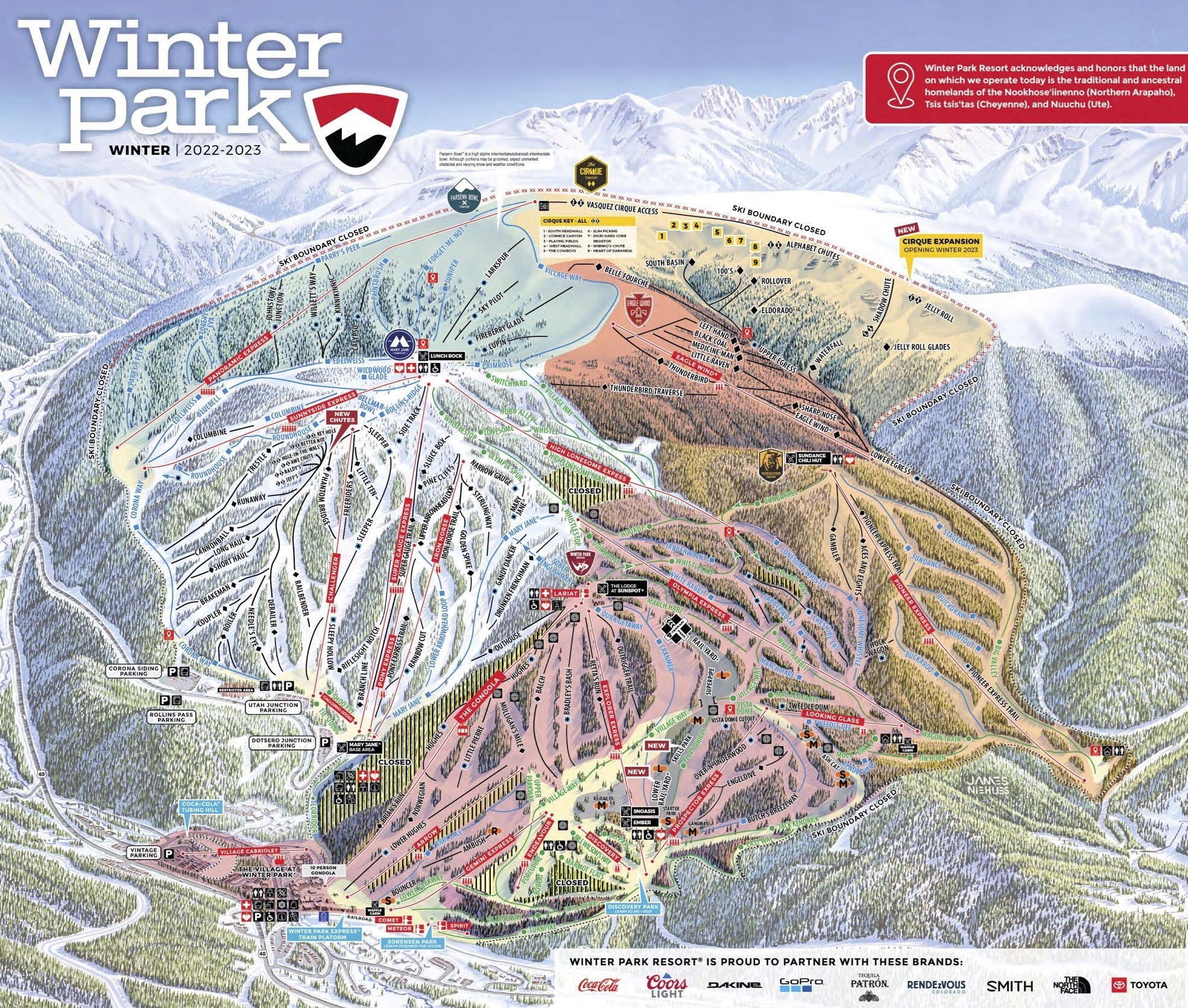 Pistenplan von Winter Park Resort