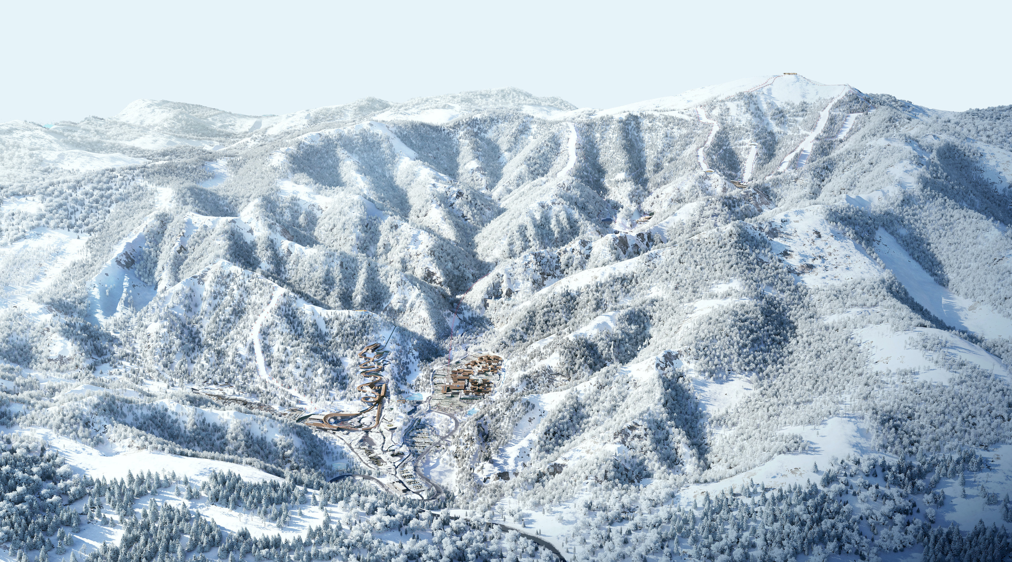 Das Skigebiet Yanqing liegt mitten in den Bergen auf rund 1200 Höhenmetern.