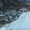 Der Parkplatz liegt direkt an den Pisten.