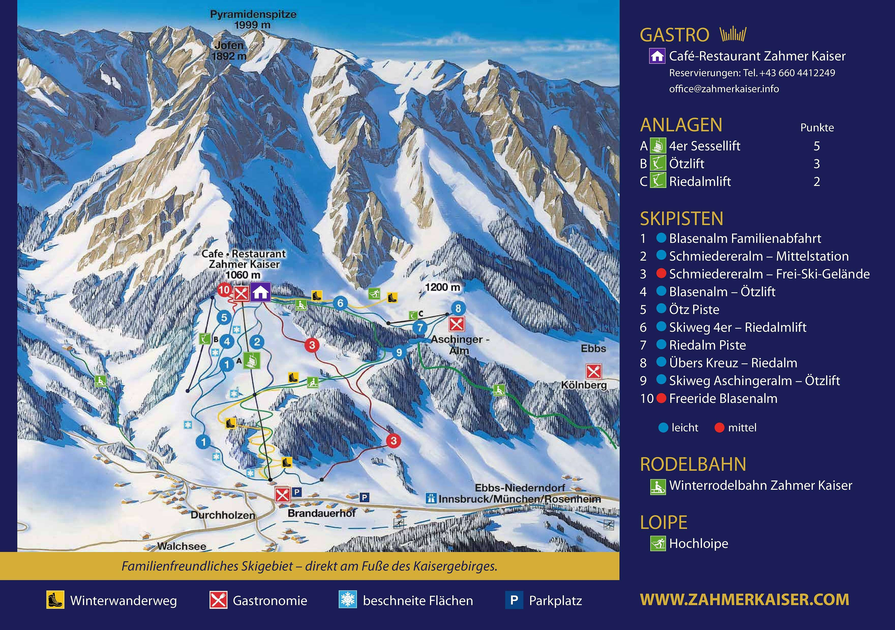 Pistenplan Zahmer Kaiser Kössen