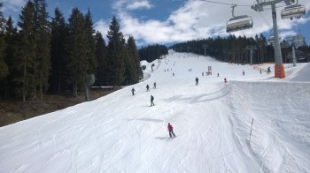 Blick auf die rote Piste Nr. 38 am Fussalm-X-Press: Der Wechsel zwischen den einzelnen Teilgebieten ist für Anfänger nicht ganz leicht!
