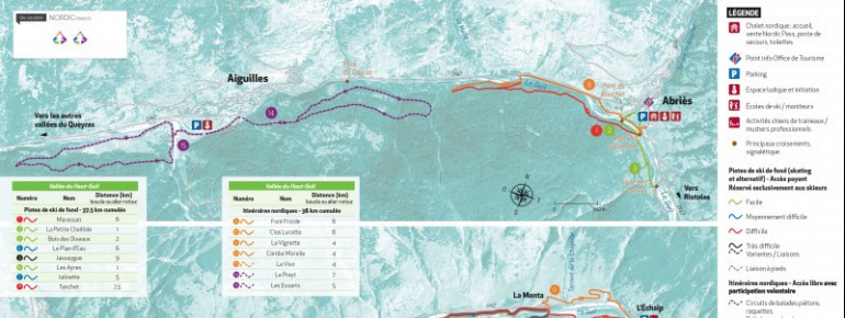 Loipenplan Abriès - Aiguilles - Ristolas (Vallée du Haut Guil)