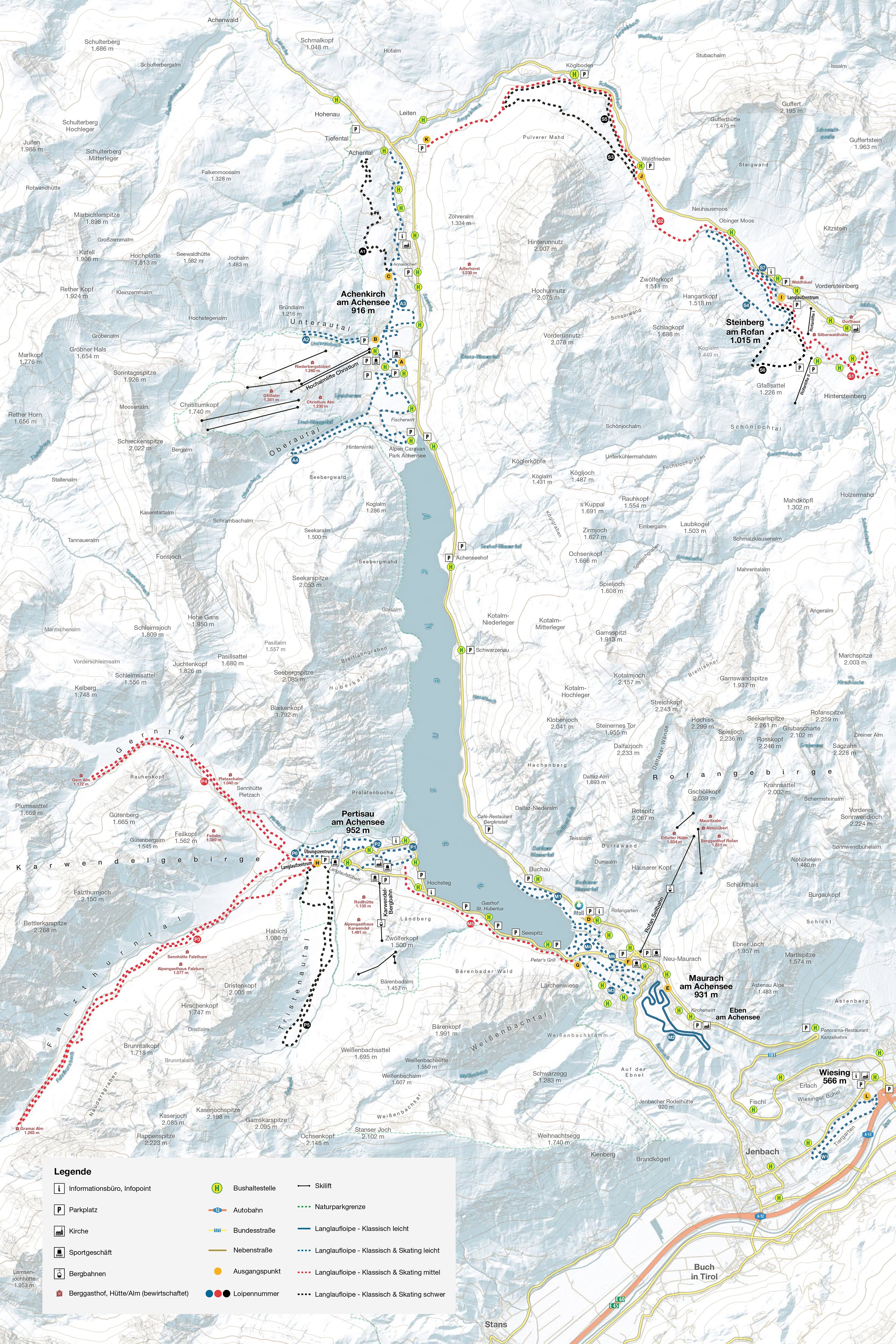 Langlaufkarte Region Achensee