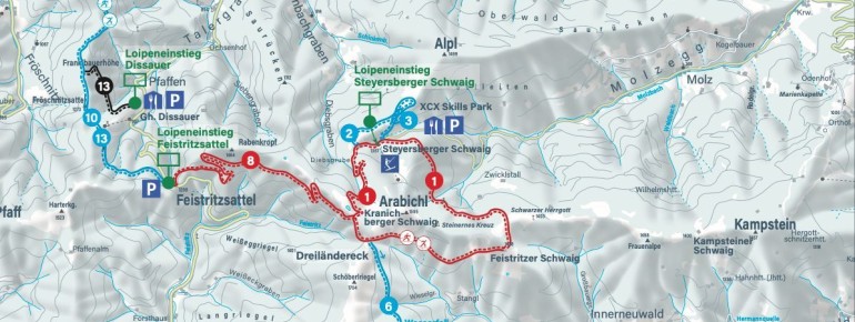 Loipenplan Arabichl – Kirchberg am Wechsel