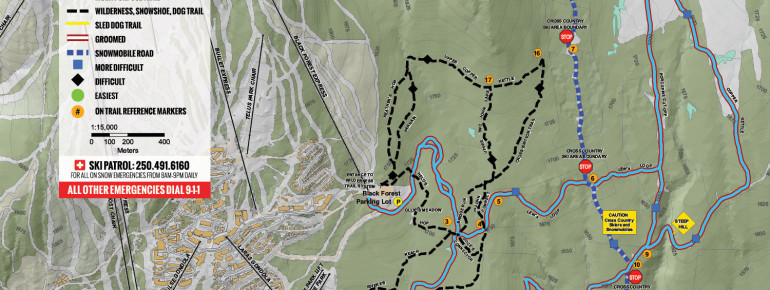 Trail map of the Big White resort.