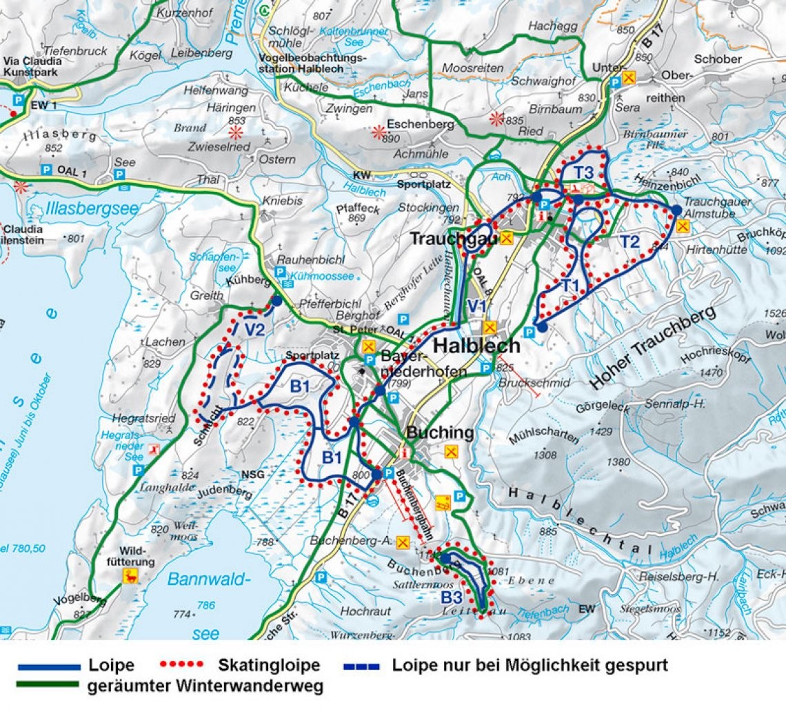 Loipenplan Buching Halblech Trauchgau
