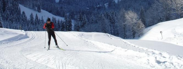 Die 5 Kilometer lange Rundloipe "Grand Paradis" eignet sich zum Skating und klassischen Langlauf.