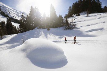 Rund um Disentis und Sedrun führen malerische Loipen durch die Natur und entlang des Rheins.