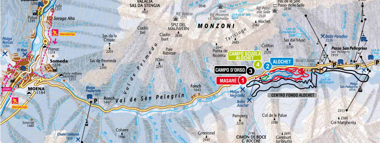 Loipenplan Fassatal (Val di Fassa)