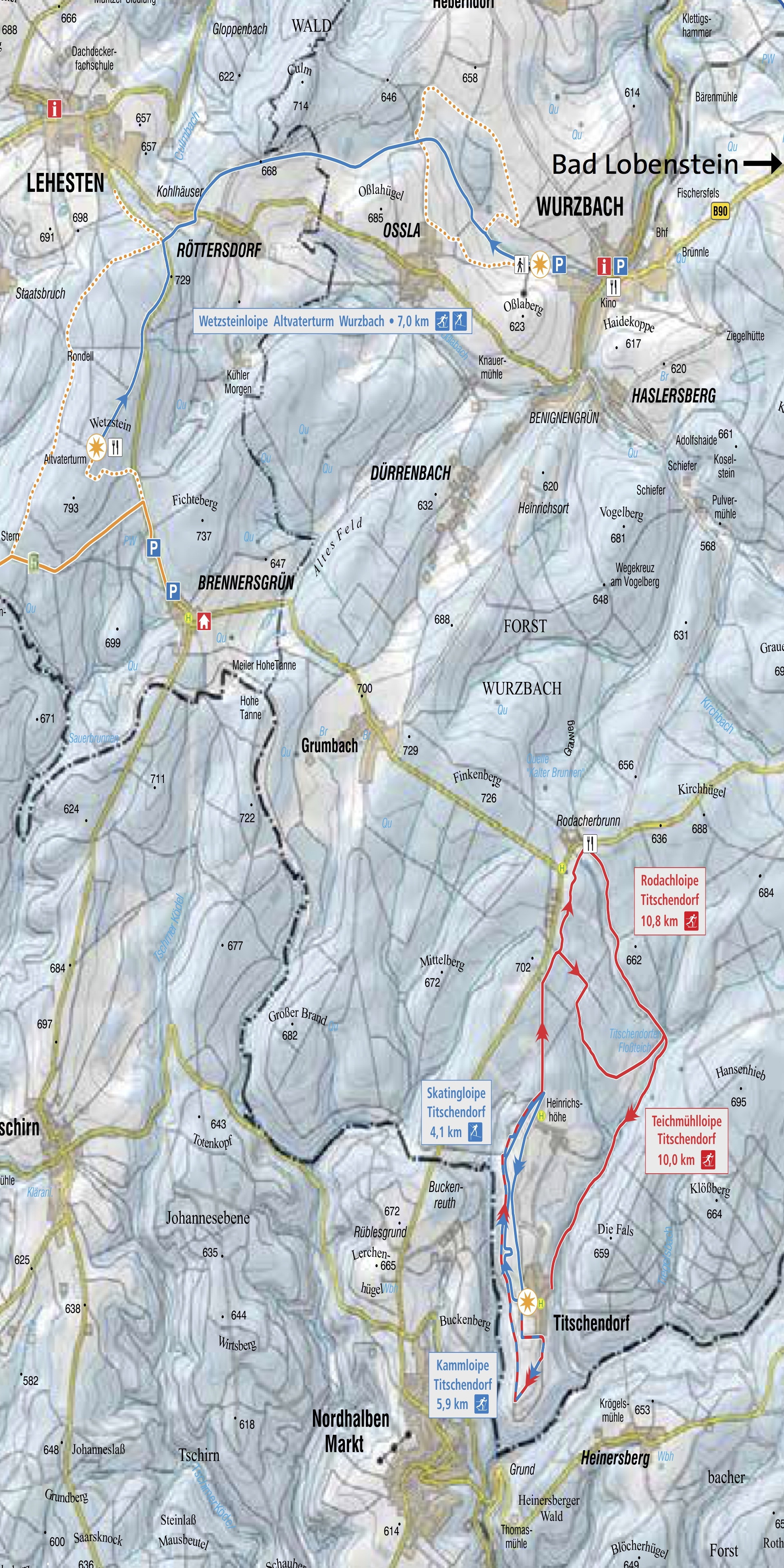 Loipenplan Wurzbach Schiefergebirge