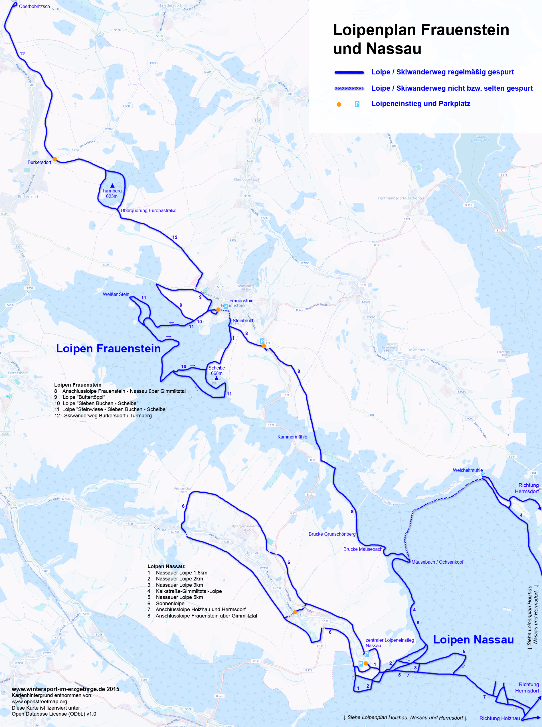 Loipenplan Frauenstein und Nassau