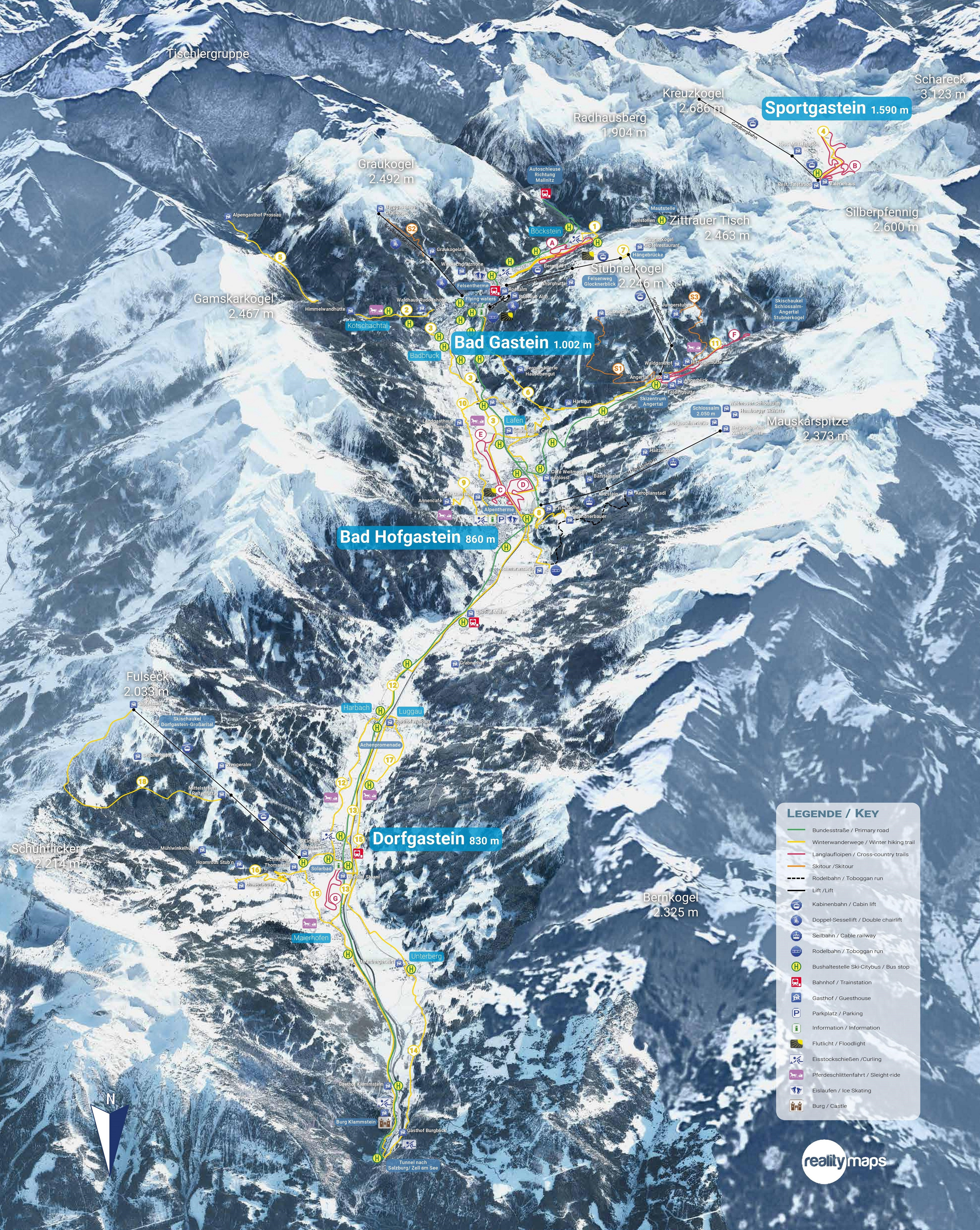 Trail Map Gastein Valley