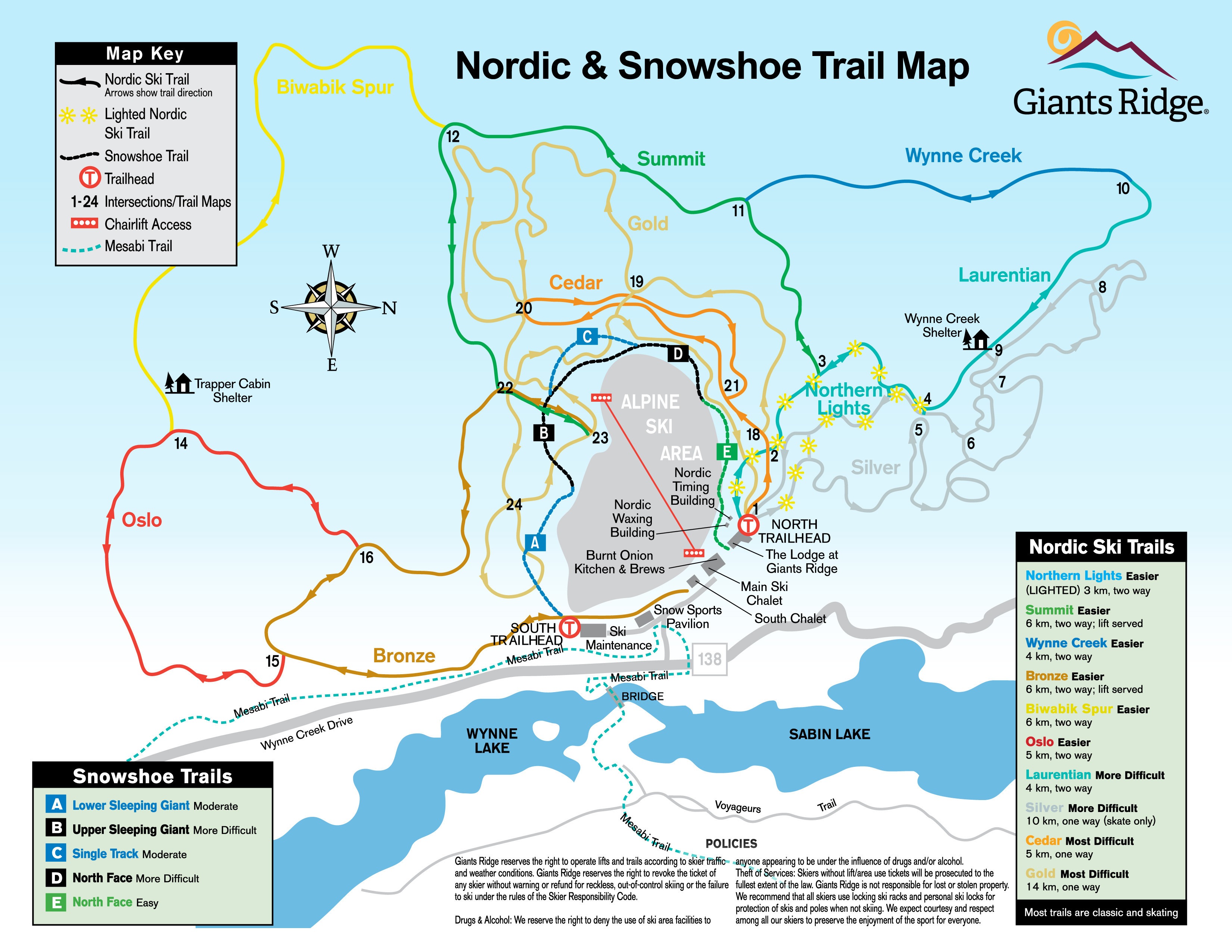 Trail map of Giants Ridge Resort