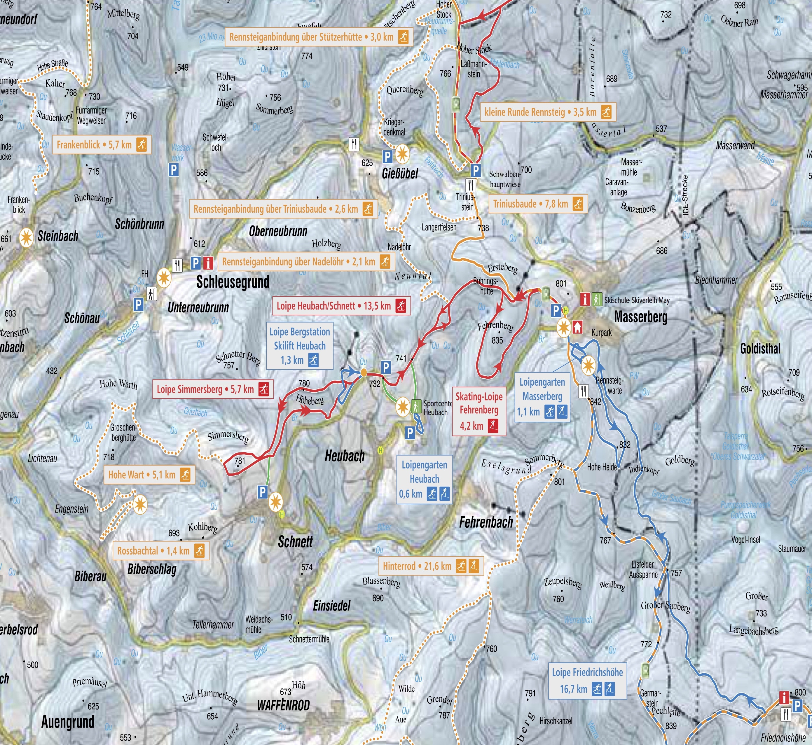 Loipenplan Masserberg Heubach Schleusegrund