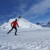 Tief verschneite Winterlandschaft beim Langlaufen in Ischgl.