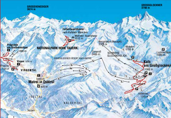 Loipenplan Nationalpark Hohe Tauern mit Kals - Matrei - Virgen - Prägraten