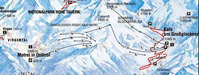Loipenplan Kals - Matrei - Virgen - Prägraten (Nationalpark Hohe Tauern)