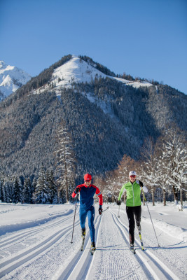 in Pertisau am Beginn der Loipen in die Karwendeltäler - im Hintergrund der Feilkopf
