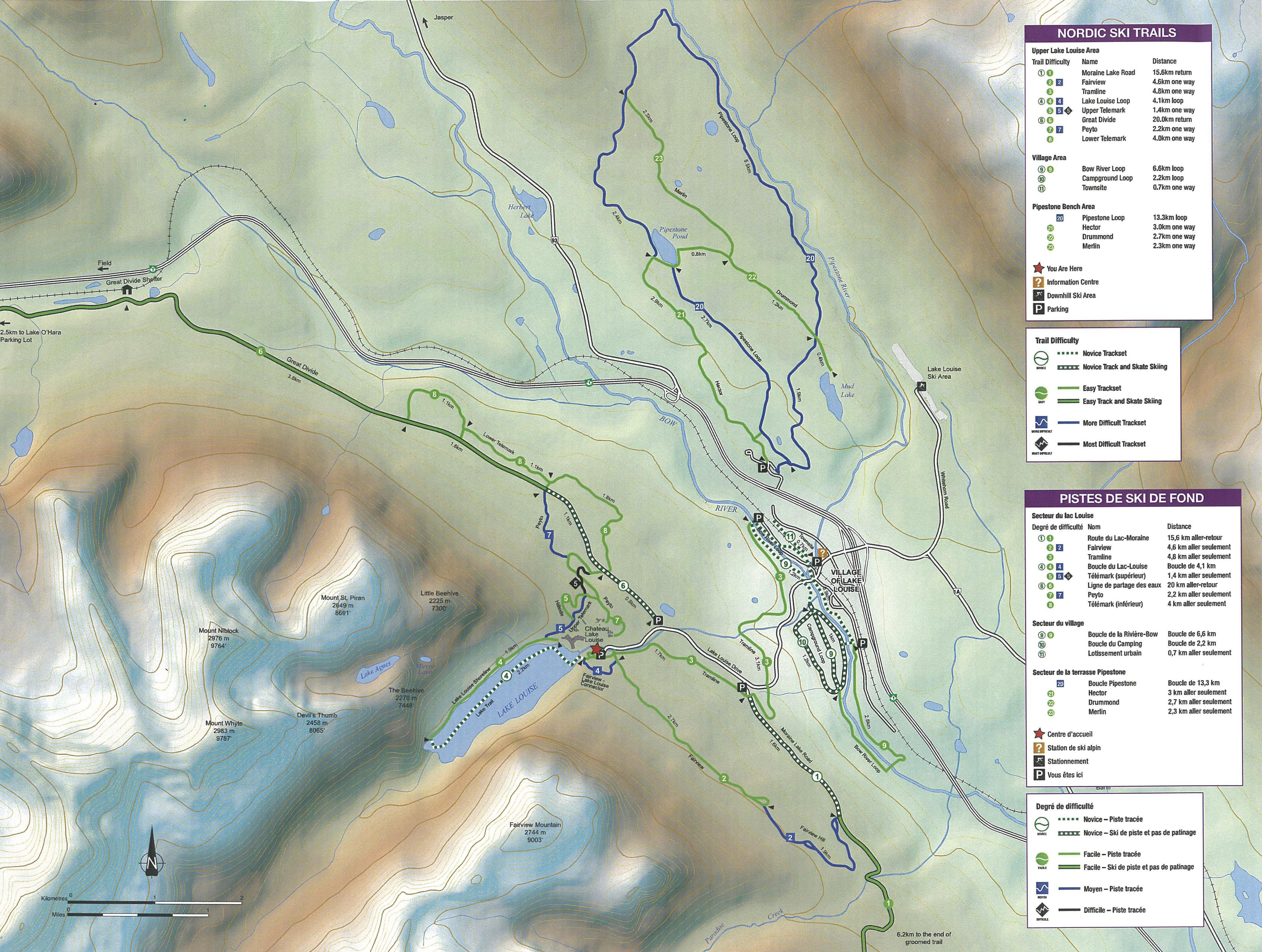 Der Loipenplan im Langlaufgebiet Lake Louise.