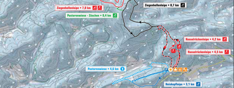 Loipenplan Langlaufzentrum Pastorenwiese Wunderthausen