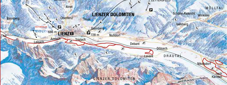 Loipenplan Lienzer Dolomiten