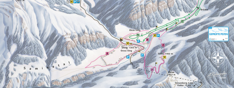 Loipenplan Malbun (Steg - Valüna)