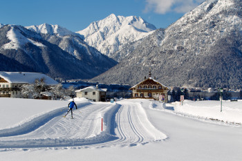 Loipe Lärchenwiese in Maurach mit Blick ins Karwendel