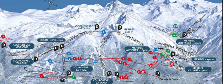 Loipenplan Méribel - Courchevel - La Tania