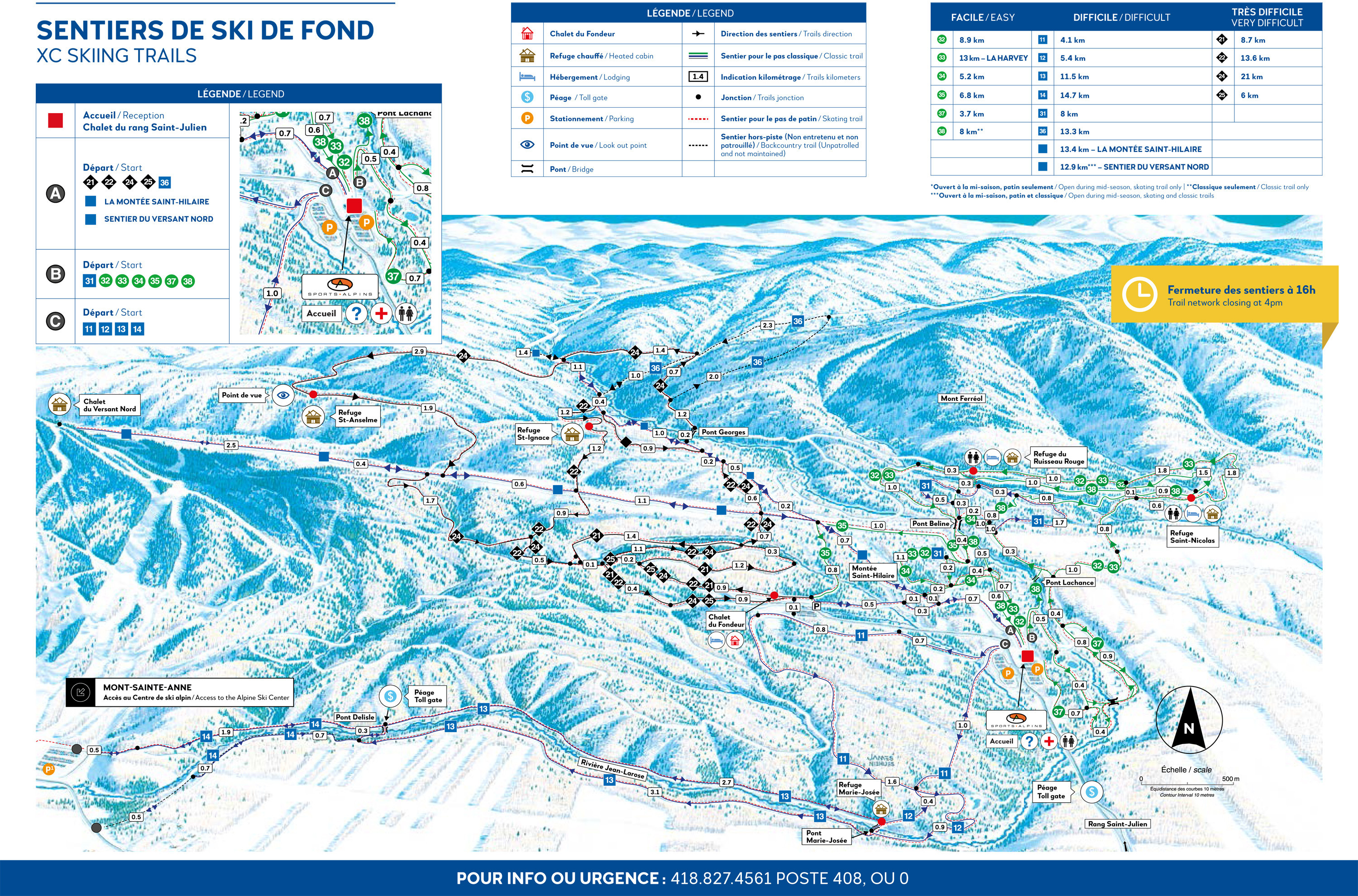 Trail map of Mont Sainte Anne.