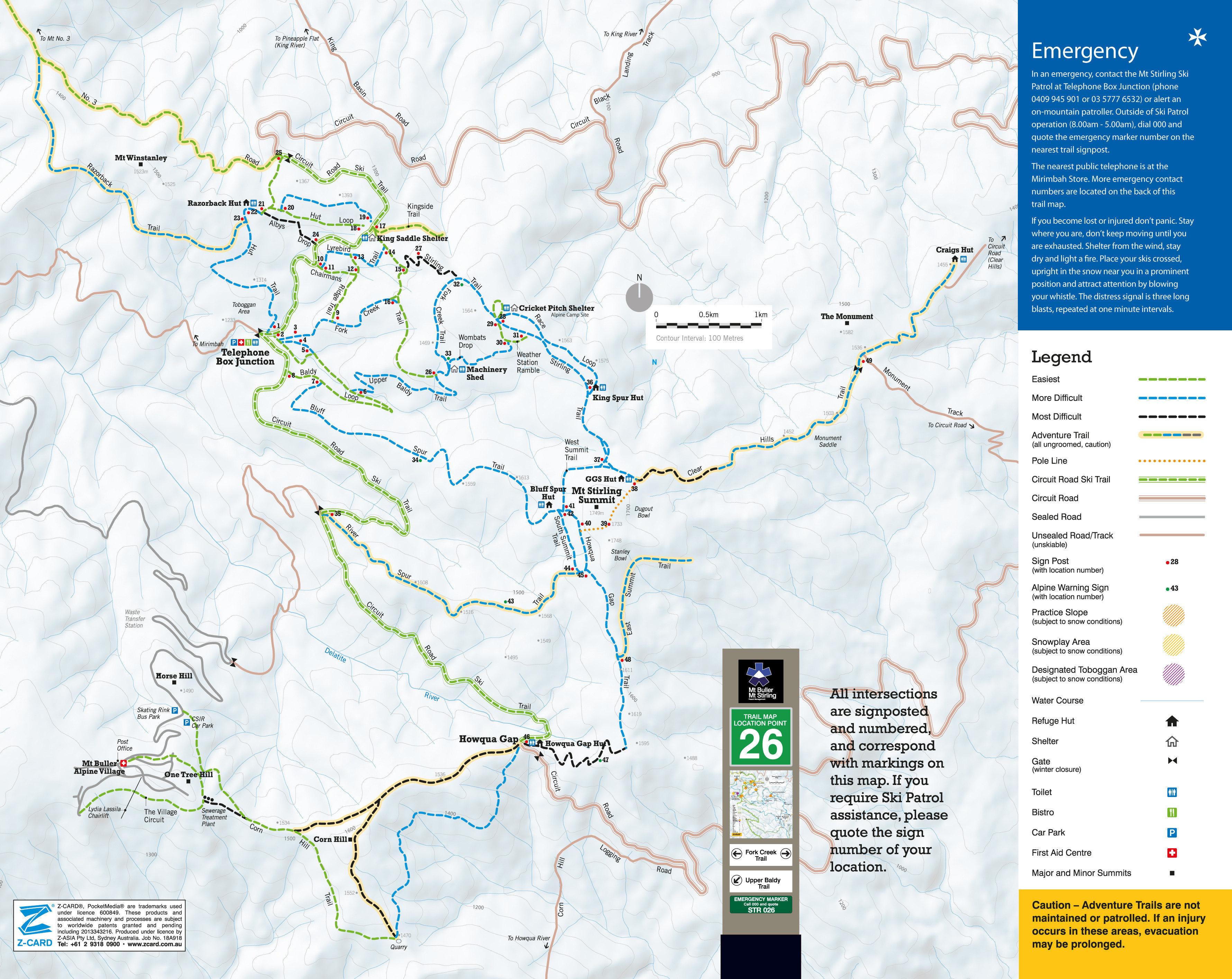 Loipenplan Mt Buller - Mt Stirling
