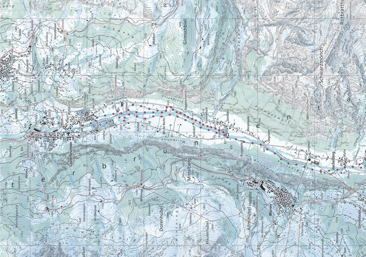Loipenplan Lauterbrunnen