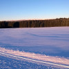 Beim Langlaufen kannst du die tolle Aussicht zu den Bayerwaldbergen genießen.