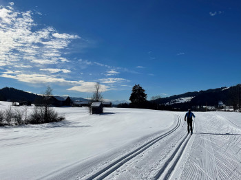 Auf der Weißachloipe mit Blick auf den Säntis