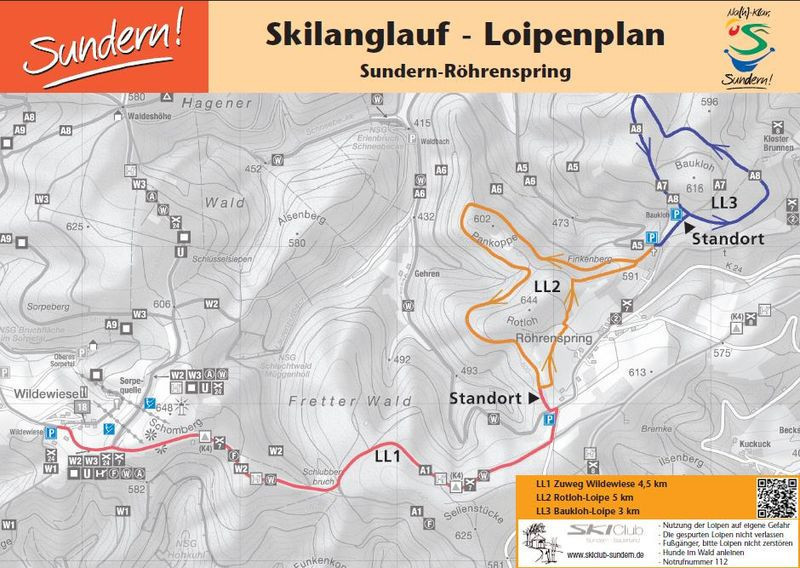 Loipenplan Wilde Wiese - Sundern - Röhrenspring