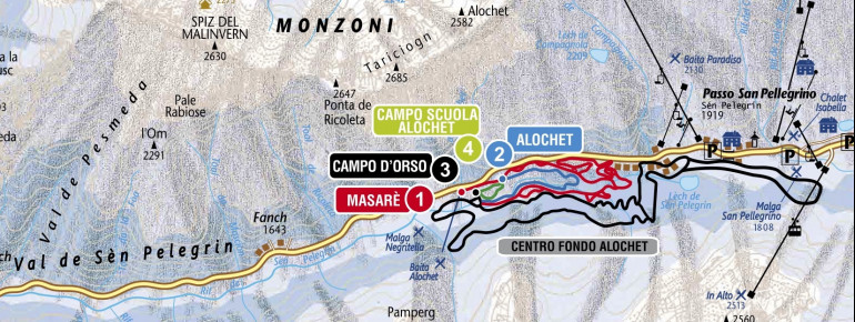 Loipenplan Passo san Pellegrino
