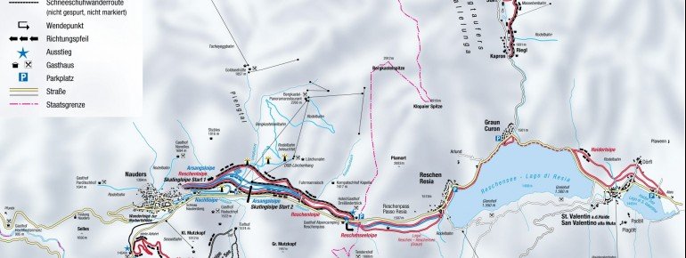 Loipenplan Reschenpass (Reschen, Graun, Haidersee, Langtaufers)