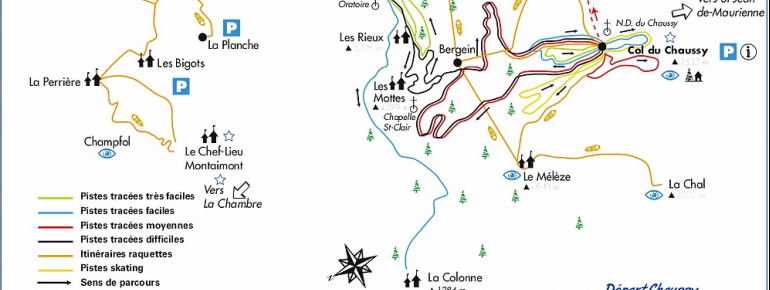 Loipenplan Saint Francois Longchamp (Espace Nordique du Grand Coin)