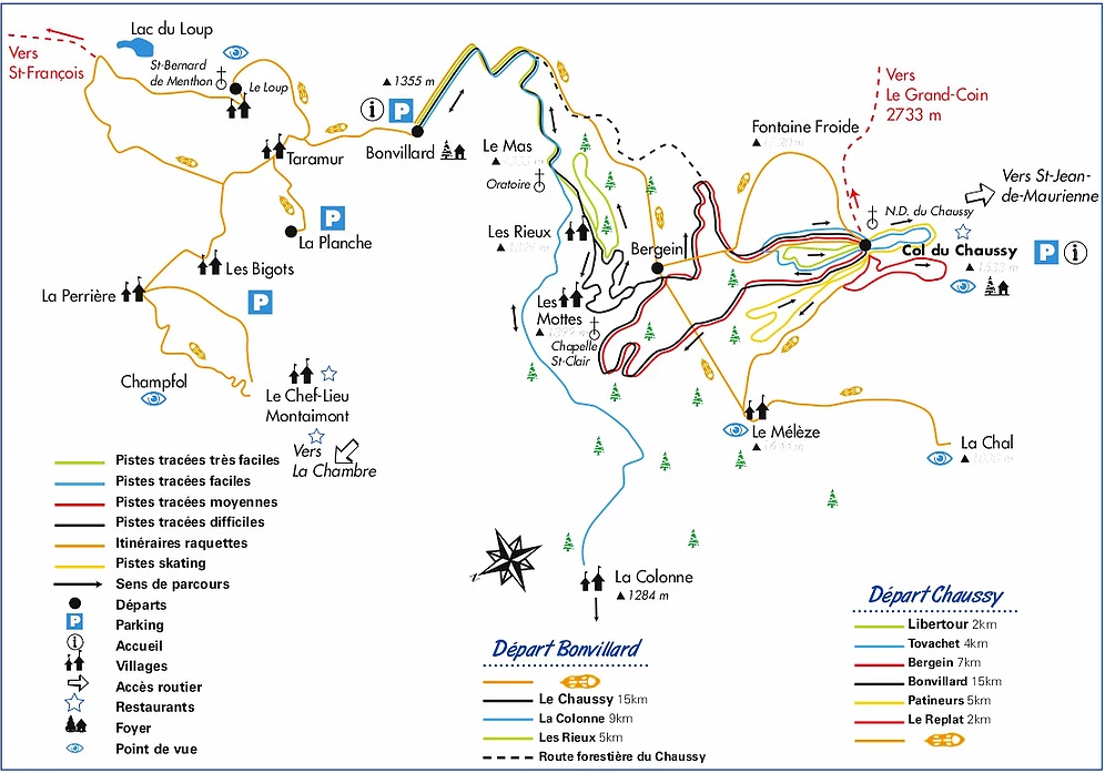 Loipenplan Espace Nordique du Grand Coin