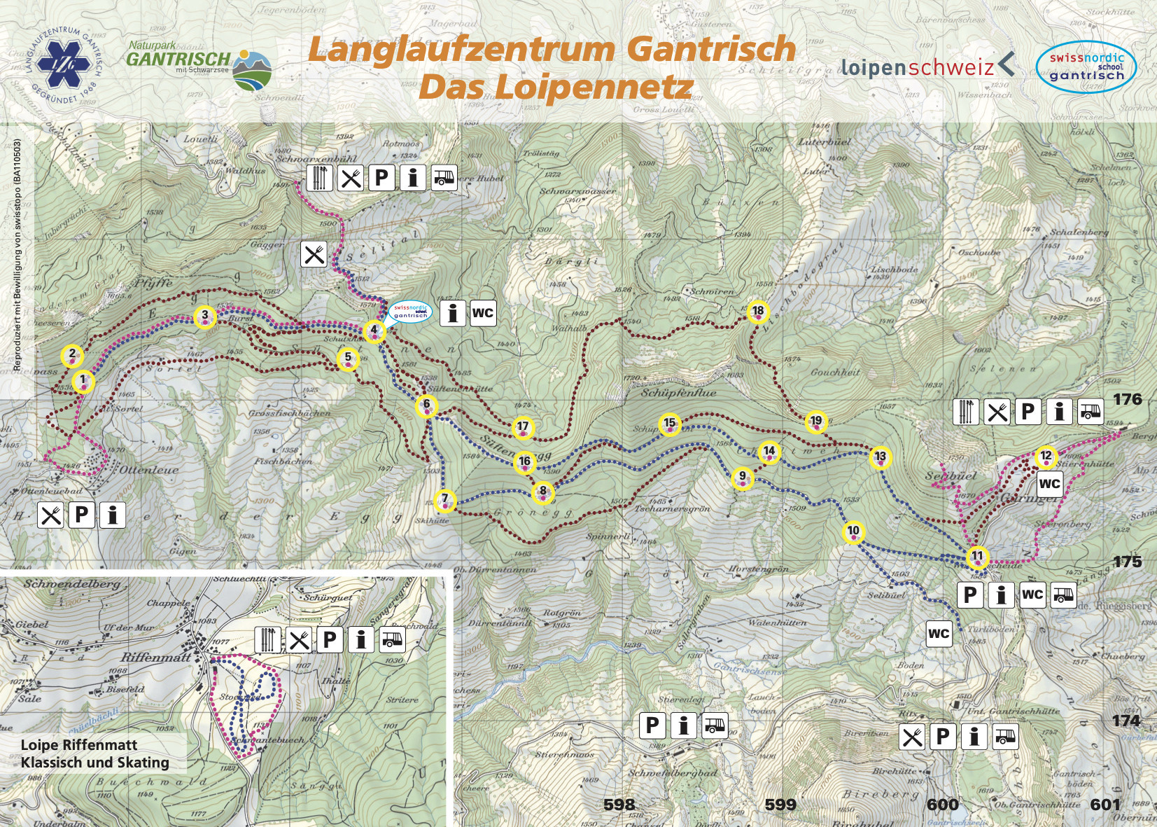 Loipenplan Langlaufzentrum Gantrisch