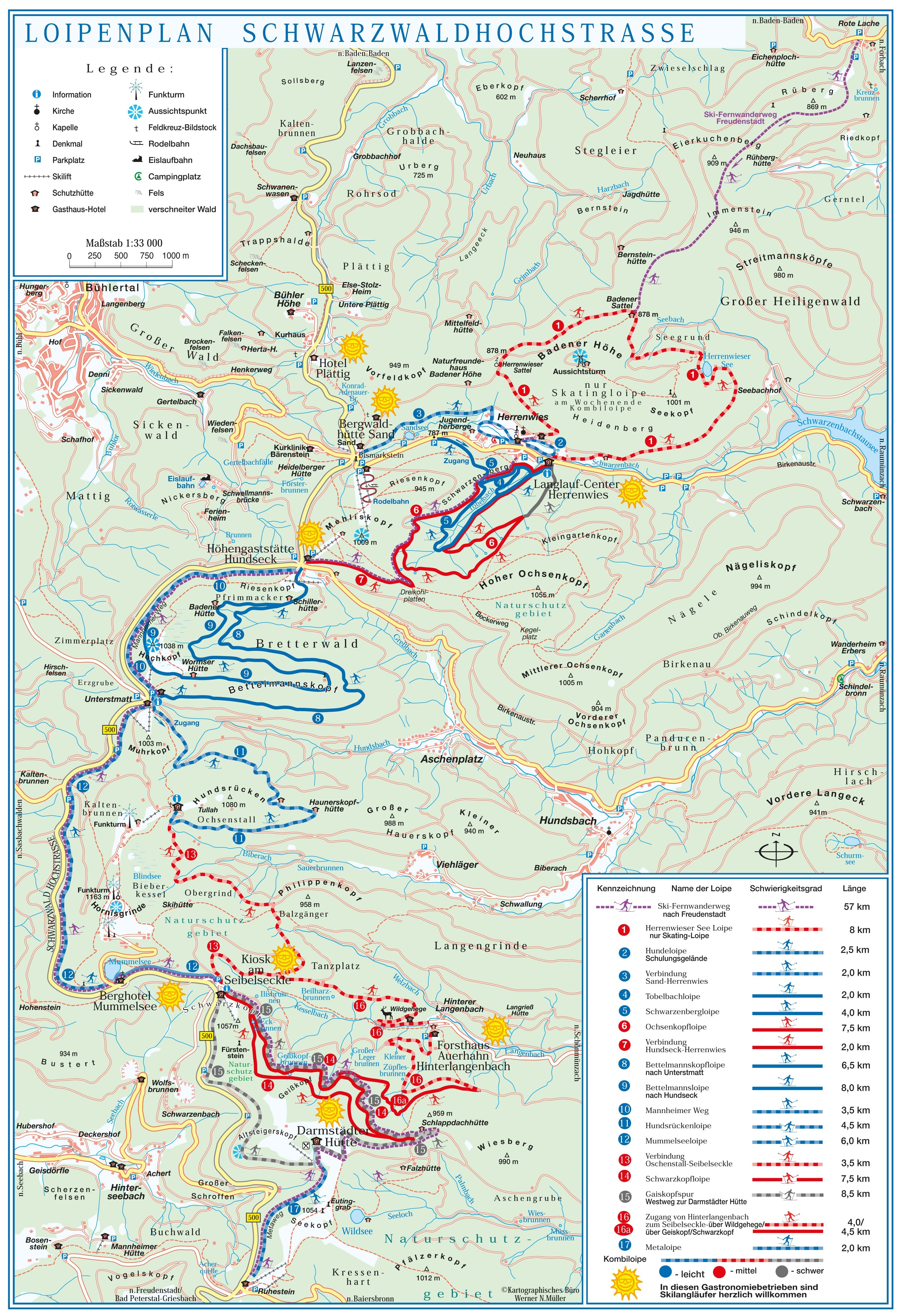 Loipenplan Schwarzwaldhochstraße - Seibelseckle