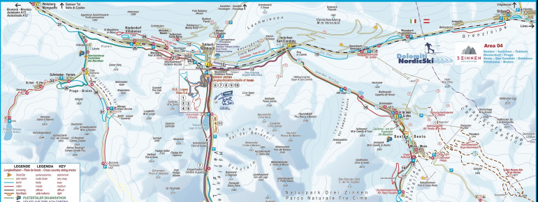 Loipenplan 3 Zinnen Dolomiten