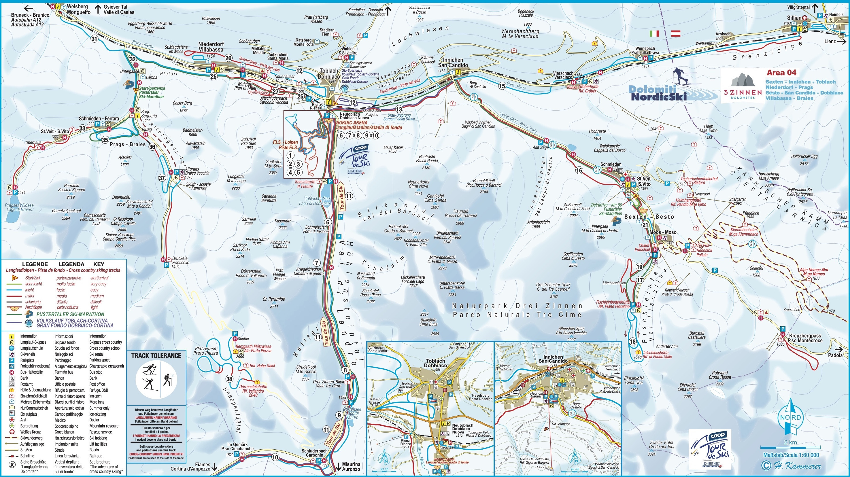 Loipenplan 3 Zinnen - Hochpustertal