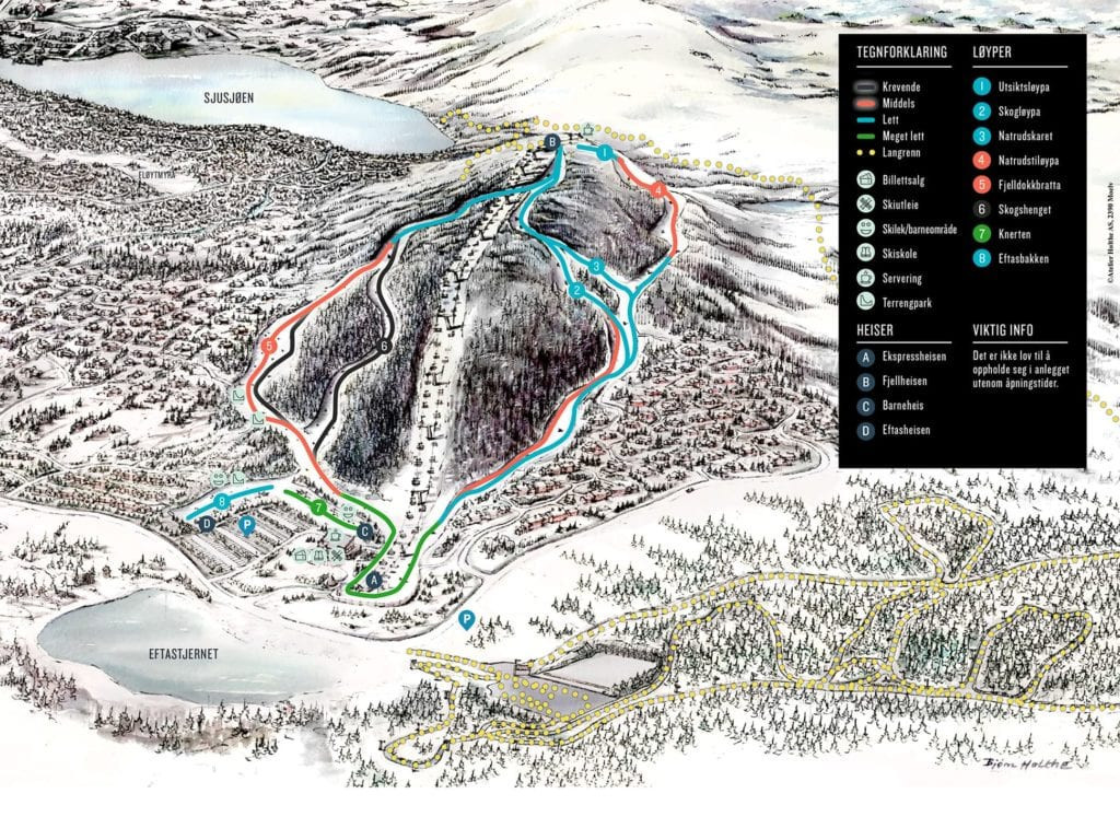 Loipenplan Sjusjoen Skisenter