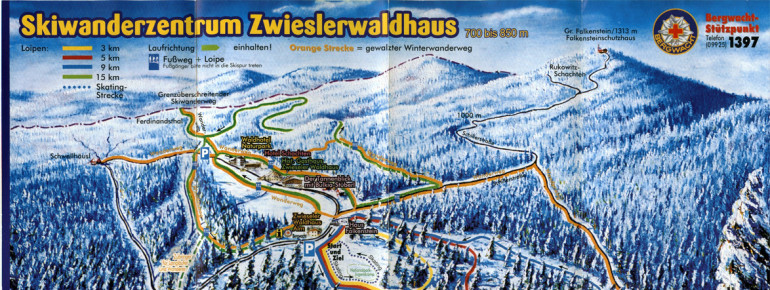 Loipenplan Skiwanderzentrum Zwieslerwaldhaus