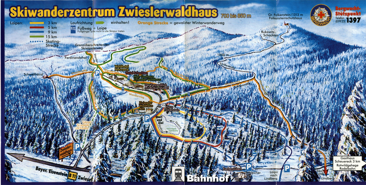 Loipenplan Skiwanderzentrum Zwieslerwaldhaus