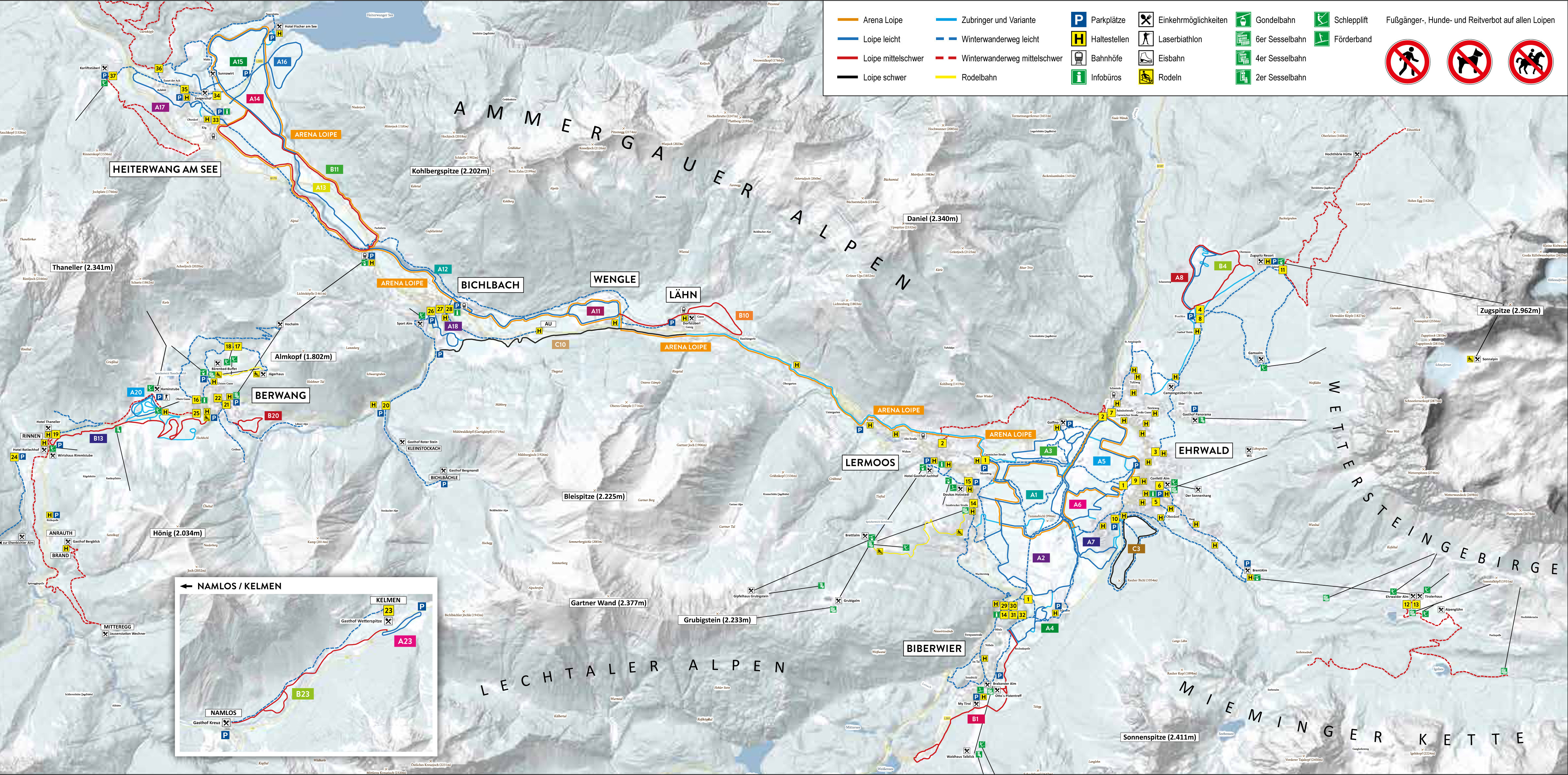 Loipenplan Tiroler Zugspitz Arena