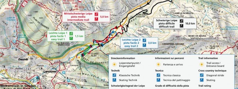 Langlaufen in Gröden - Die Landkarte