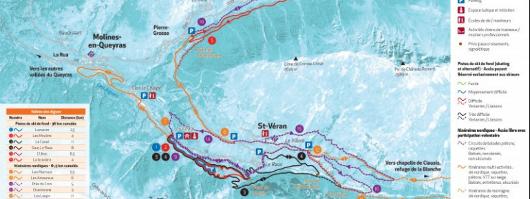 Loipenplan Molines - Saint-Véran (Vallées des Aigues)