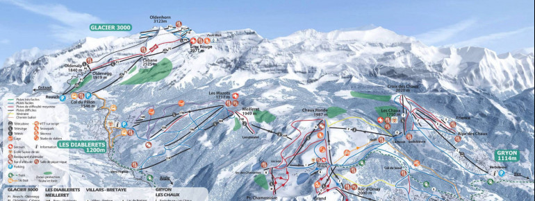 Loipenplan Villars - Gryon - Les Diablerets - Glacier 3000